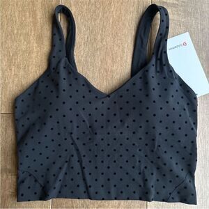 NWT Align Tank Flock Light Support Polka Dot Crop Tank Black Sz 12 NEW Lululemon